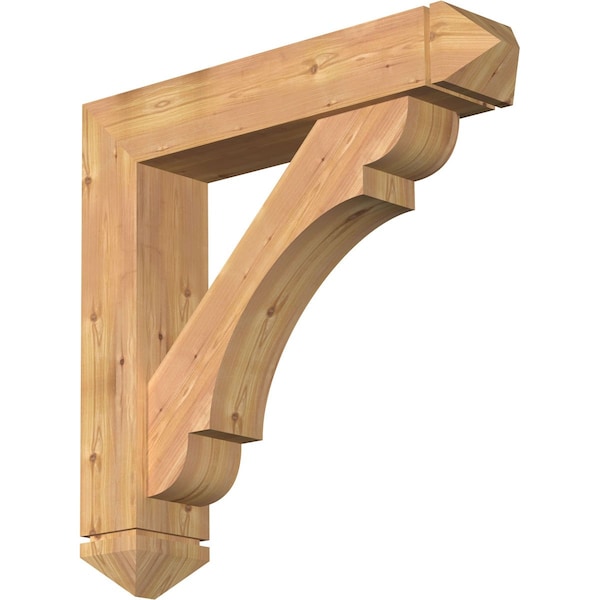 Ekena Millwork Olympic Arts and Crafts Smooth Bracket w/ Offset Brace, Western Red Cedar, 7 1/2"W x 36"D x 36"H BKT0806X36X36OLY03SWR - main